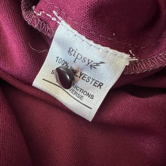 Lace Whimsigoth Sheath Dress Boho Bell Sleeves Red Burgundy Witchy Gypsy Size M - Picture 9 of 10